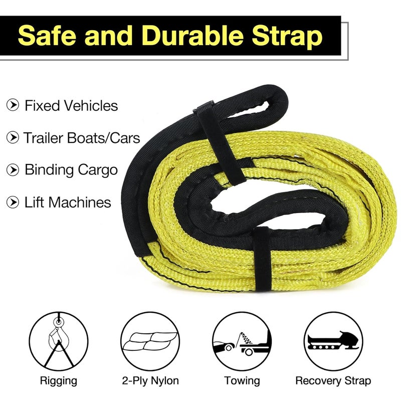 sumpluct 4" x10ft 2-Ply Heavy Duty Lifting Sling Straps 11200 lbs Vertical Nylon Lifting Gear Straps with Flat Eyes, Recovery Tree Saver Strap for Winch, Truck, Towing, Hoisting Off-Road Vehicles - Image 3